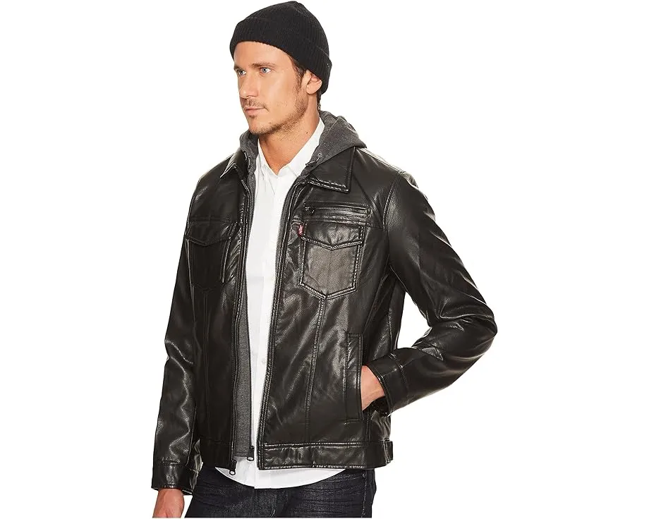 Куртка Levi's в стиле Trucker из искусственной кожи с капюшоном и подкладкой из шерпы