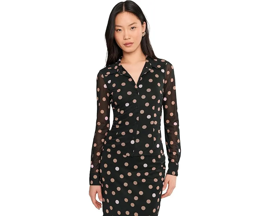 Sanctuary приталенная блузка на пуговицах с сеткой и цветочным принтом