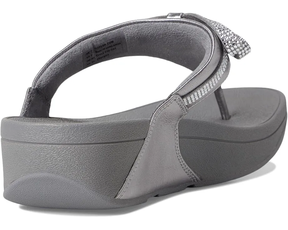 Сандалии FitFlop Lulu Glitz-bow с кожаным верхом и стразовым бантом