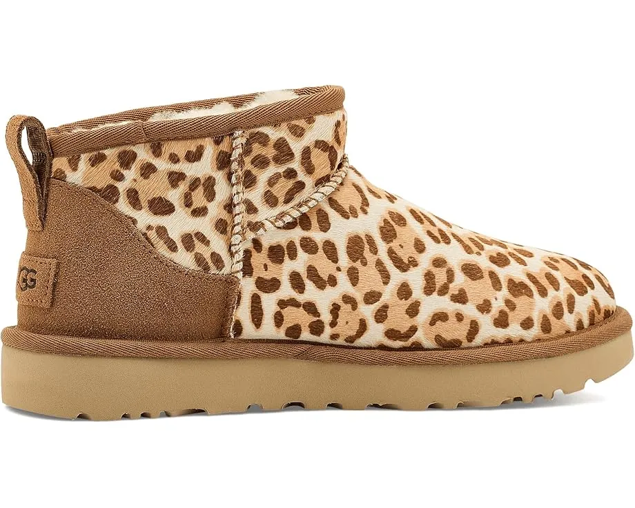 Угги UGG Classic Ultra Mini Plains с принтом леопарда и низким голенищем