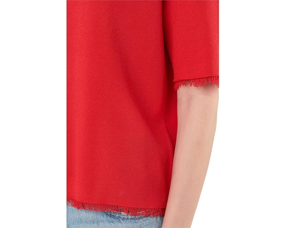 In The Fray - Short Sleeve Crew Neck Sweater With Fringe Detail