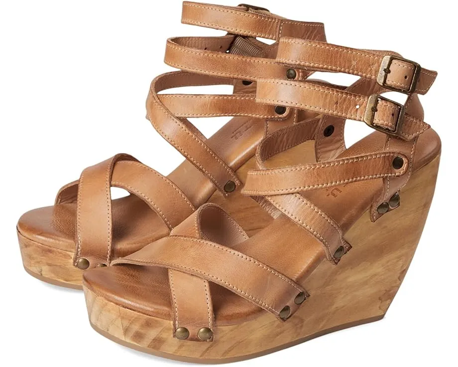 Сандалии Juliana II от Bed Stu на танкетке с ремешками и деревянным каблуком