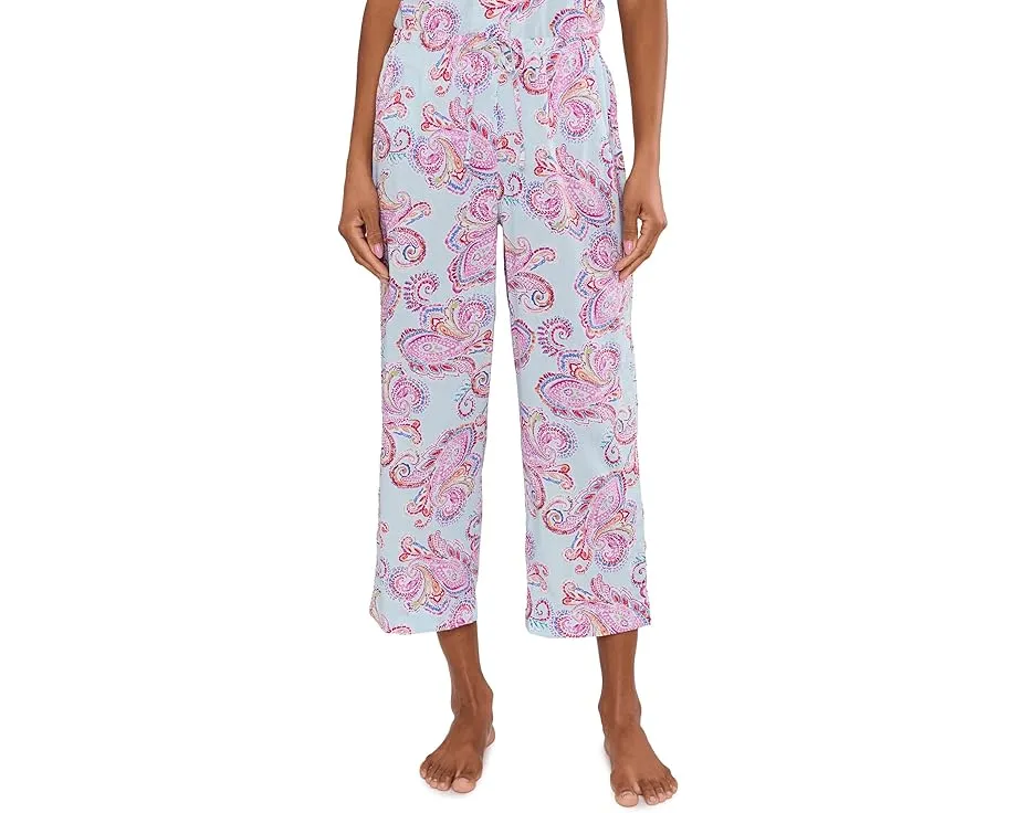 Short Sleeve Notch Collar Cropped Pants PJ Set