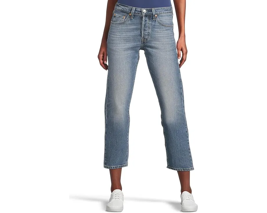 Джинсы Levi's 501 Crop зауженного кроя с высокой посадкой и потертостями