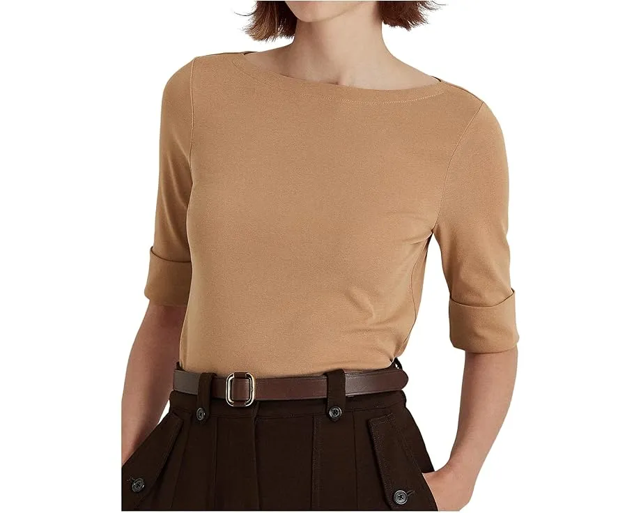 Футболка с лодочкой из стрейч-хлопка Lauren Ralph Lauren