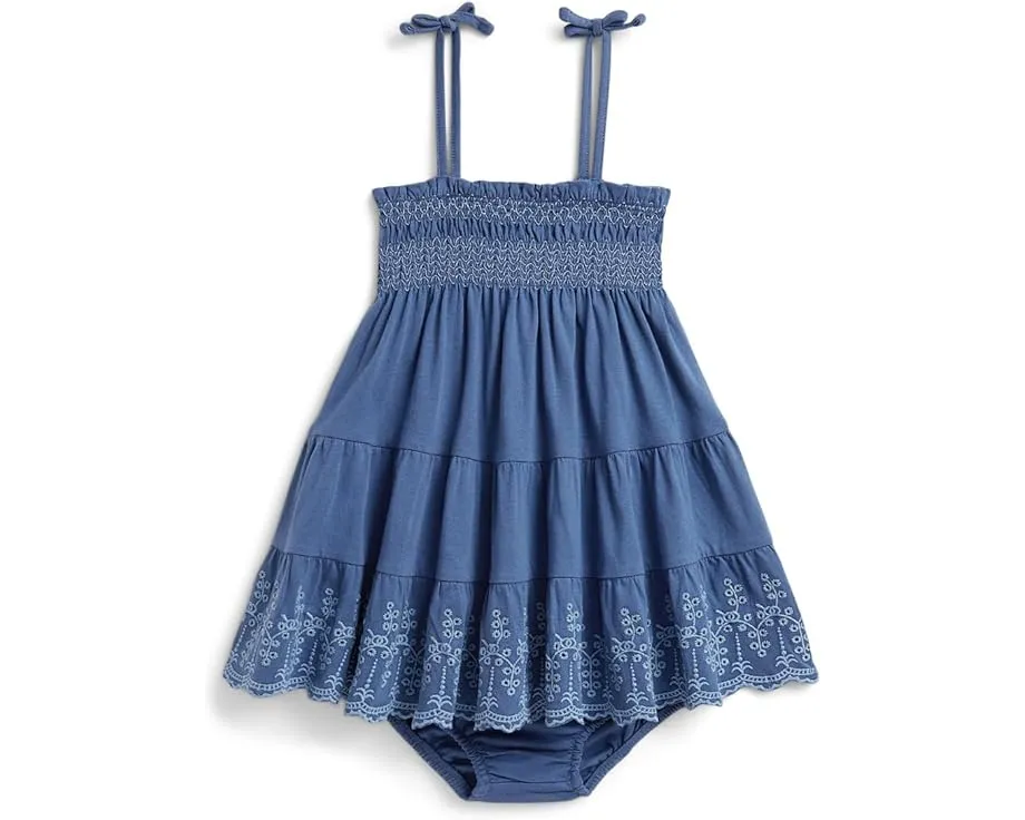 Платье и шорты-блумеры для младенцев из джерси с ажурной вышивкой Polo Ralph Lauren Kids