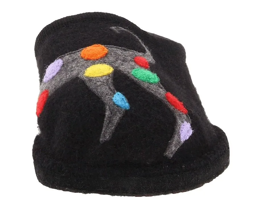 Тапочки Haflinger Jack из вареной шерсти с аппликацией собаки