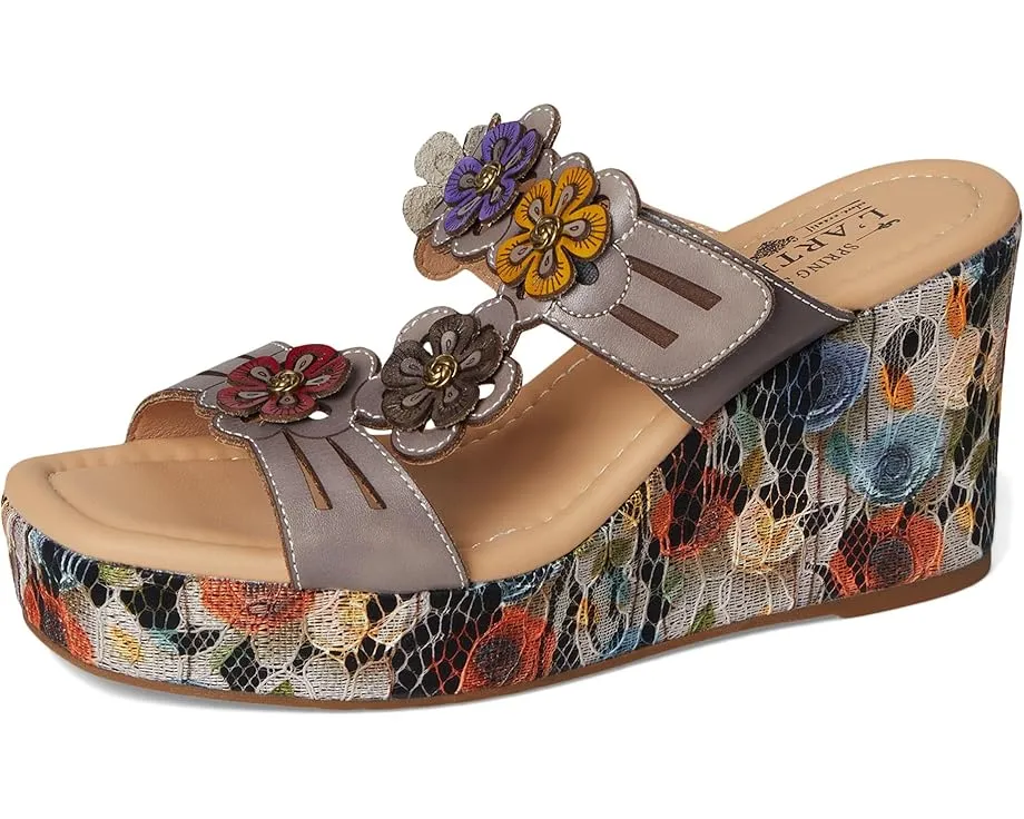 Сандалии Caprice с цветочными аппликациями и клиновидным каблуком