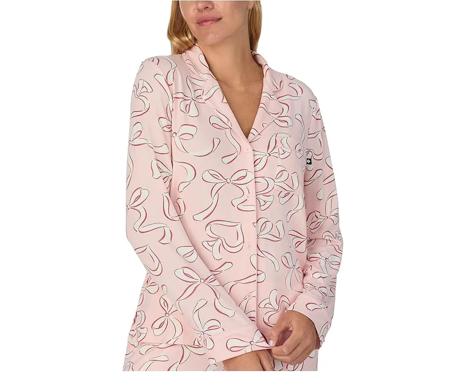 Пижамный комплект Kate Spade New York из велюрового джерси с длинным рукавом и лацканами