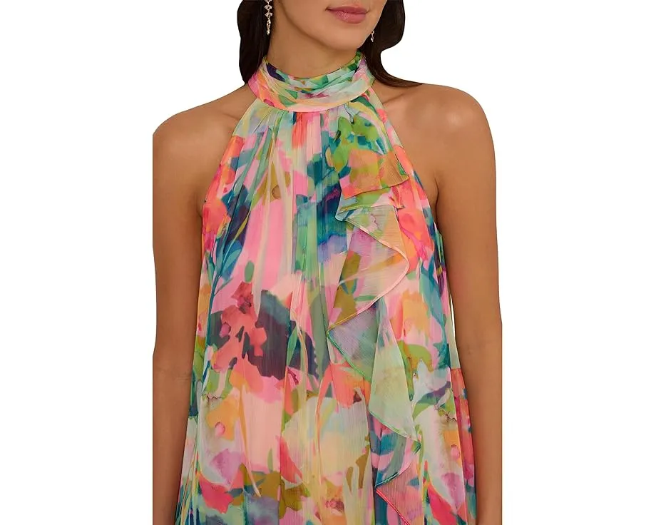 Платье-трапеция Print Chiffon с запахом и рюшами от Adrianna Papell