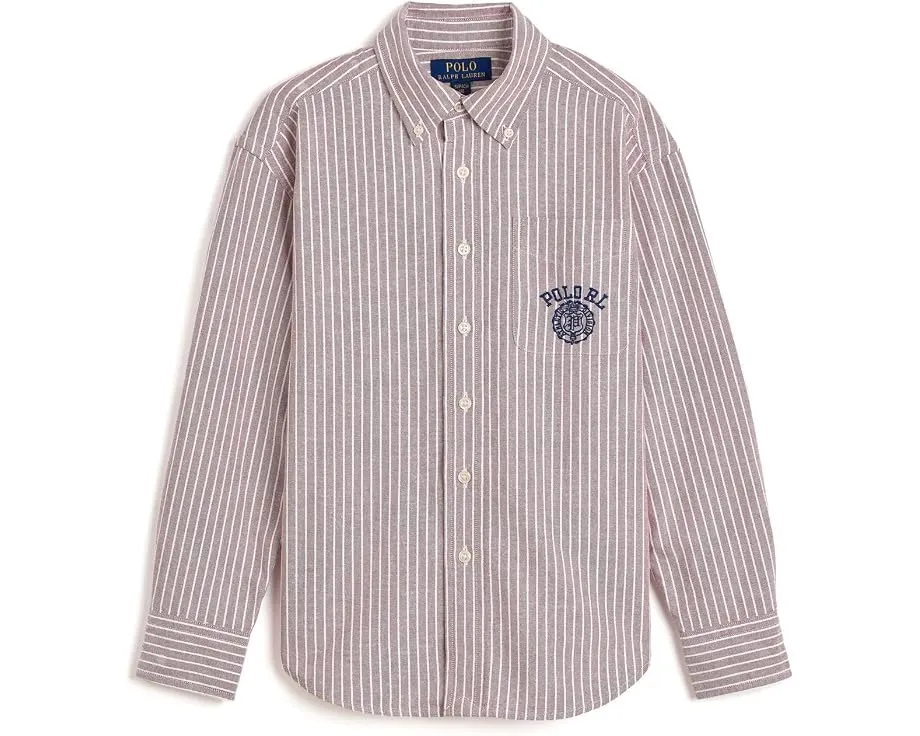 Рубашка оксфордская в полоску хлопковая для детей Polo Ralph Lauren