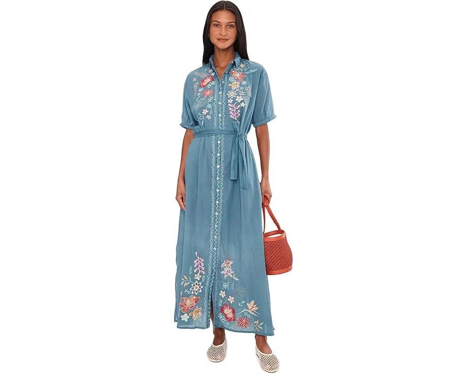 Платье Marisol с вышивкой и поясом на запахе от Karyn Seo