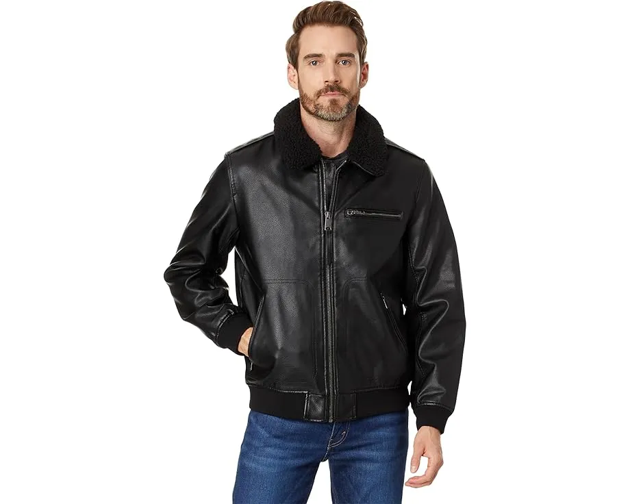 Куртка-бомбер Levi's из искусственной кожи с воротником под шерпу