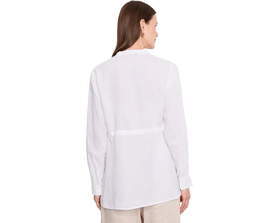 Petite Organic Handkerchief Linen Long Shirt With Drawstring