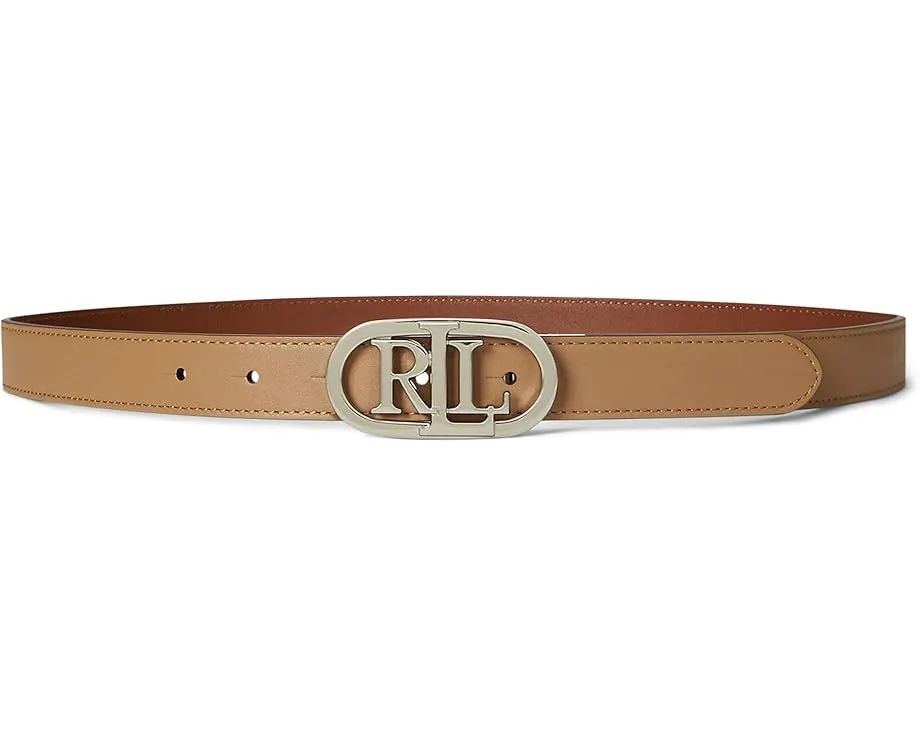 Двусторонний узкий кожаный ремень Lauren Ralph Lauren с овальной пряжкой