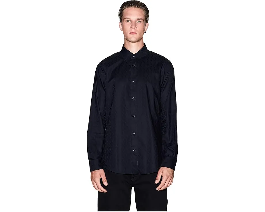 Рубашка Armani Exchange Cotton Jacquard Button Down с жаккардовым принтом