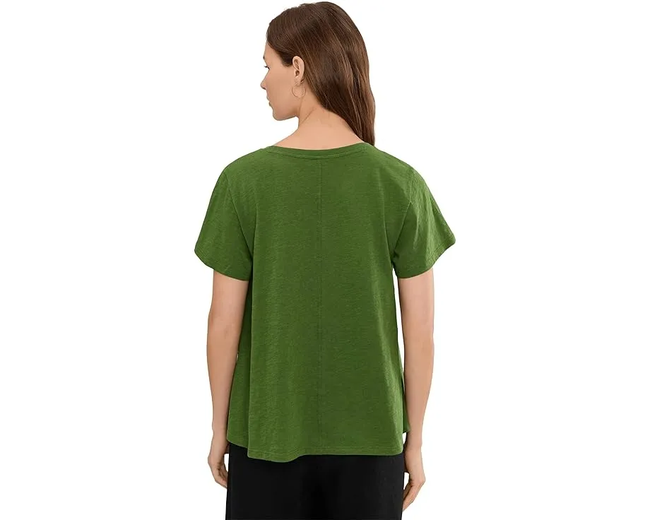 Топ Organic Cotton Slubby Jersey с круглым вырезом и короткими рукавами Eileen Fisher