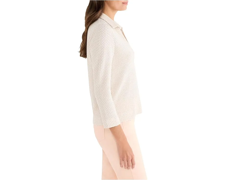 Поло NIC+ZOE Textured Tuck Stitch с V-образным вырезом и воротником