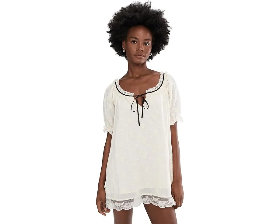 Мини-платье Free People Juno с вышивкой и пышными рукавами