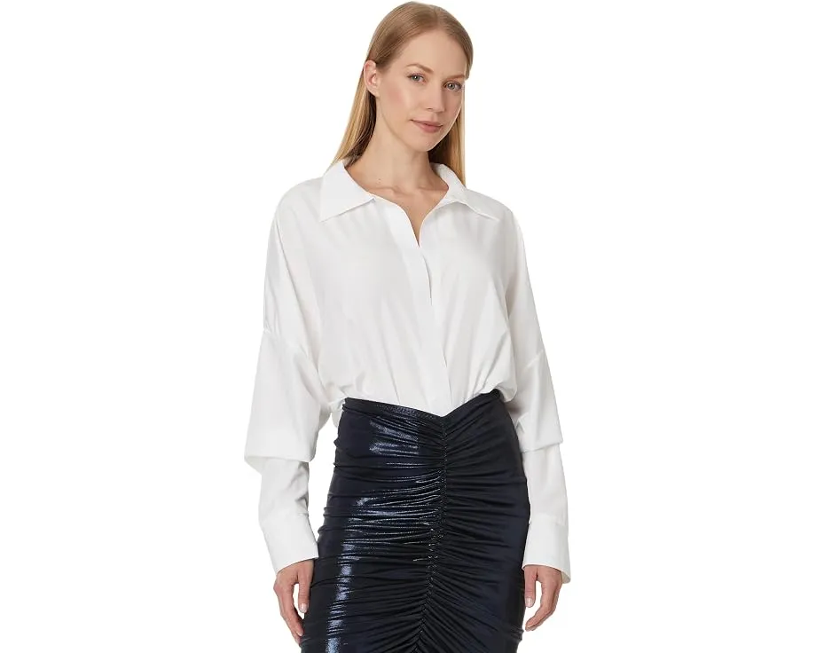 Боди Norma Kamali Super Oversized Boyfriend NK Shirt из хлопкового поплина на застежке-липучке