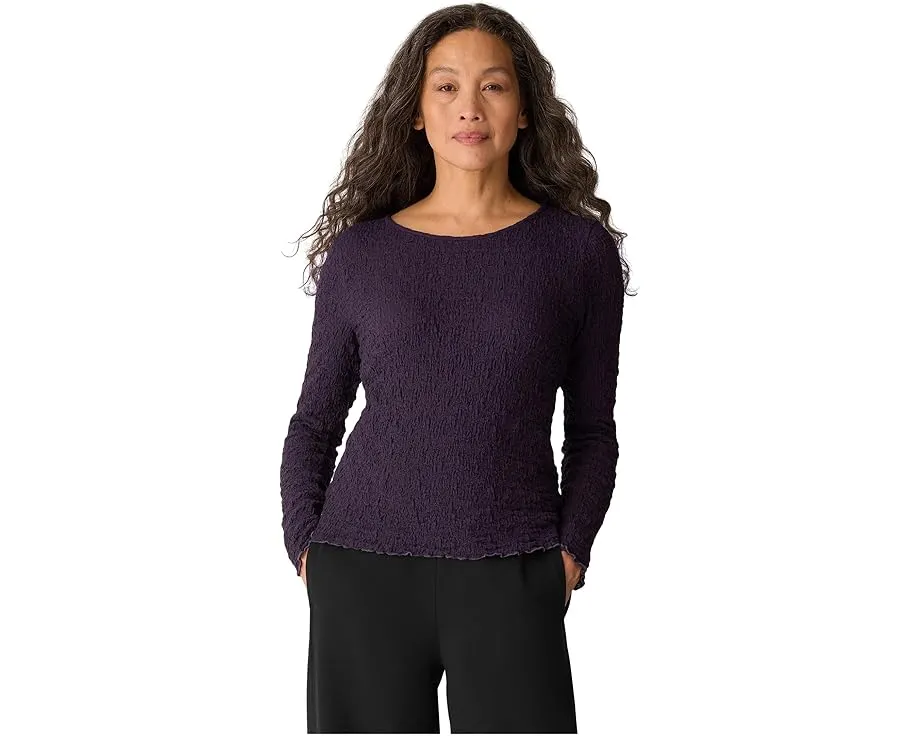 Топ Eileen Fisher с круглым вырезом из жаккарда с объемным узором