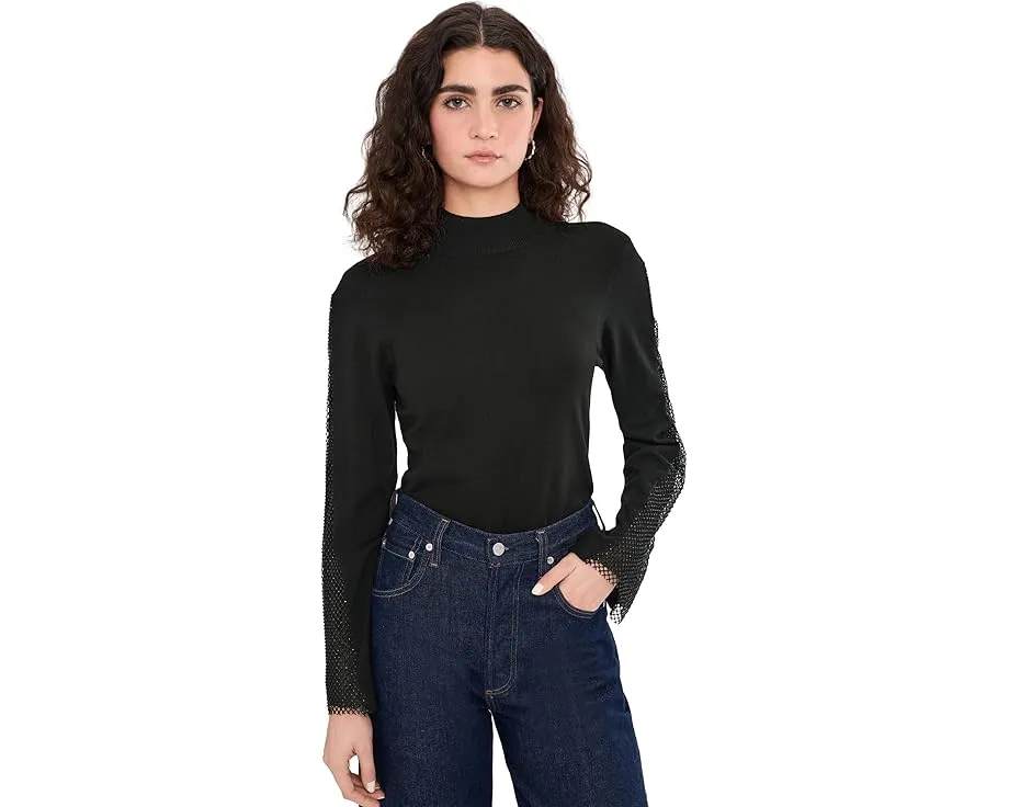 Блуза с высоким воротником и расклешенным рукавом с пайетками Vince Camuto