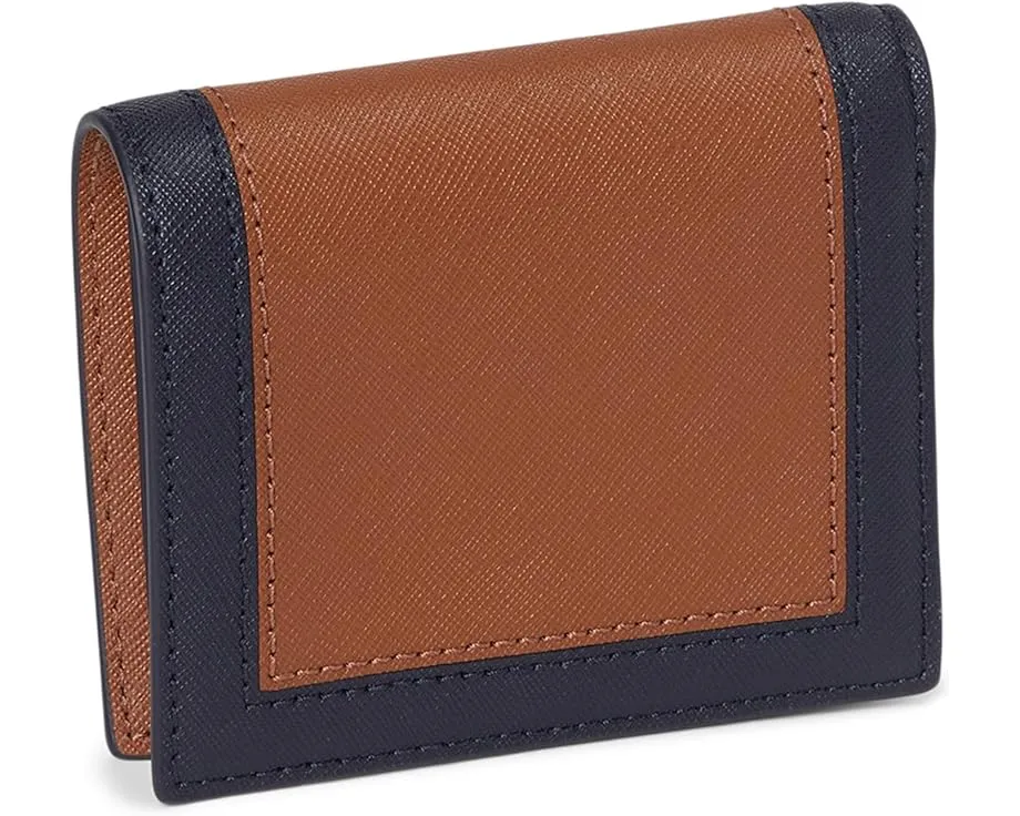 Компактный кожаный кошелек Lauren Ralph Lauren с цветовыми блоками