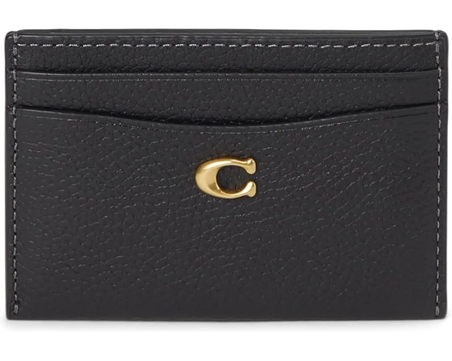 Картхолдер COACH Polished Pebble Leather Essential Card Case из натуральной кожи