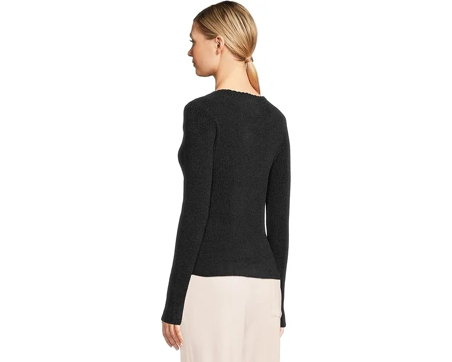 Топ Barefoot Dreams Cozychic Ultra Lite с рифленым краем и круглым вырезом