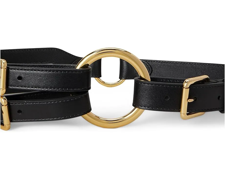 Кожаный ремень Lauren Ralph Lauren с тремя полосками и кольцом