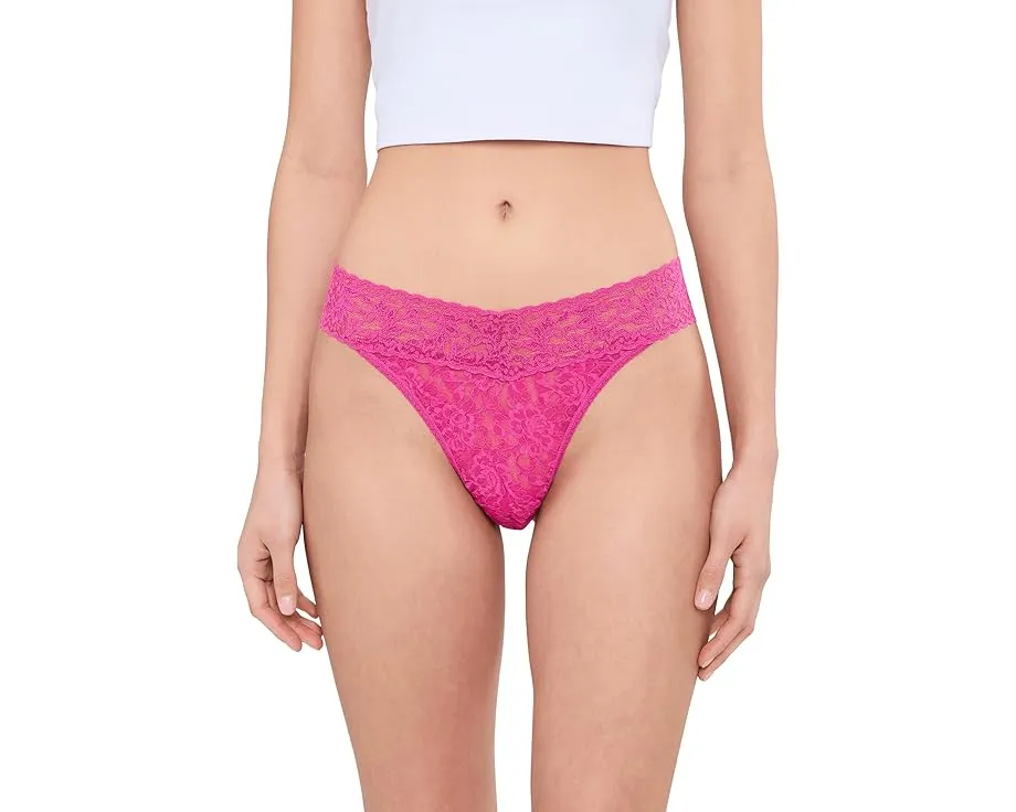 Синий набор стрингов Signature Lace Original Rise Thongs 3 Pack Hanky Panky