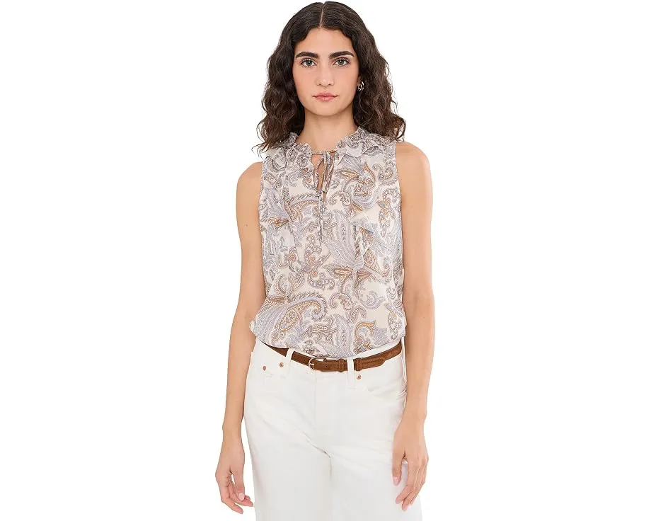 Блуза из жоржета с узором пейсли и оборками Lauren Ralph Lauren