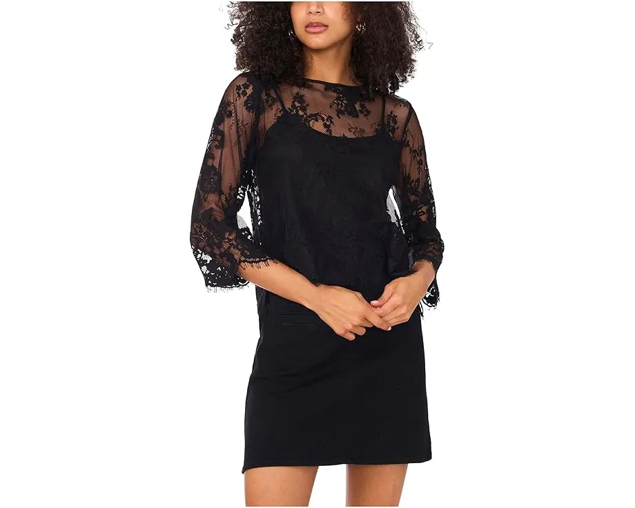 Блузка Vince Camuto с круглым вырезом и фигурным подолом