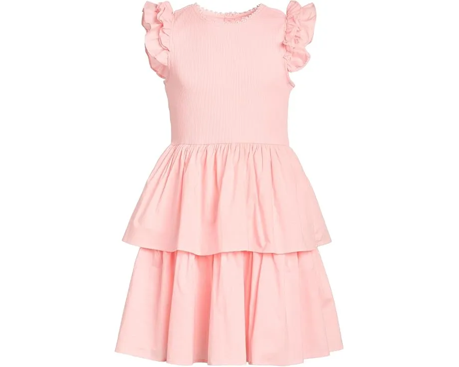 Платье смешанного стиля от Janie and Jack с ярусной юбкой и рукавами-крылышками