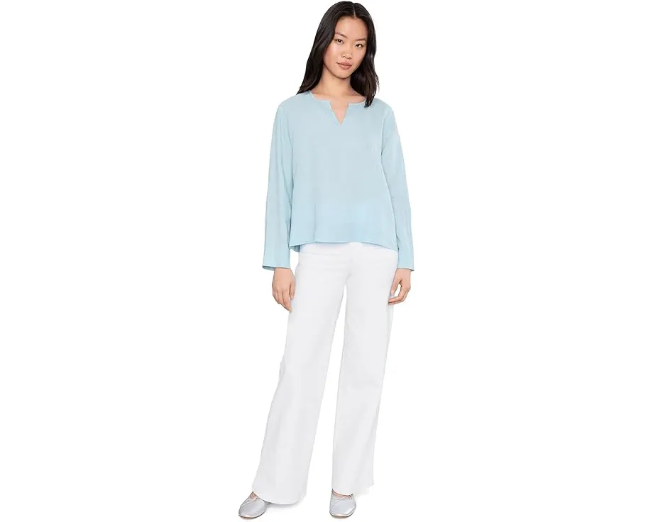 Organic Handkerchief Linen Split Neck Top