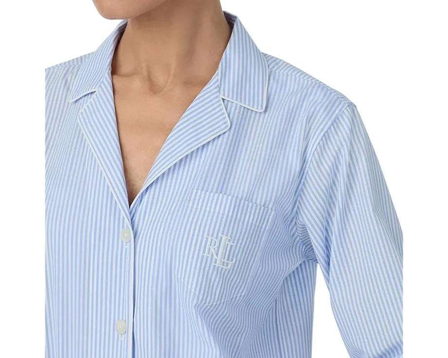 Lauren Ralph Lauren Cotton Woven Long Sleeve Notch Collar PJ Set пижамный набор из хлопка с длинным рукавом