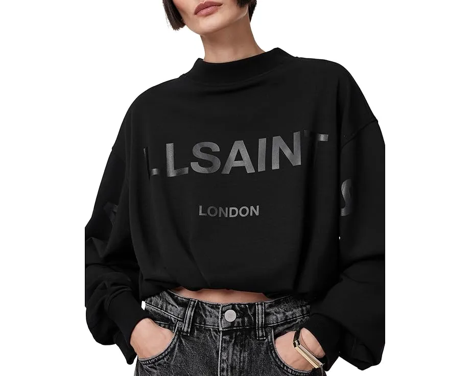 Свитшот AllSaints Biggy Aster оверсайз с принтом и воротником стойкой