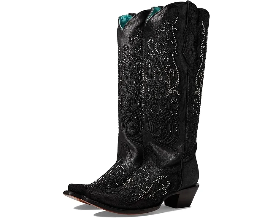 Высокие сапоги Corral C4097 до колена с кристаллами и кубинским каблуком