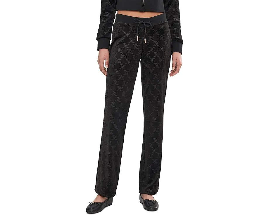 Juicy Couture Брюки из велюра с тисненым логотипом и высокой посадкой