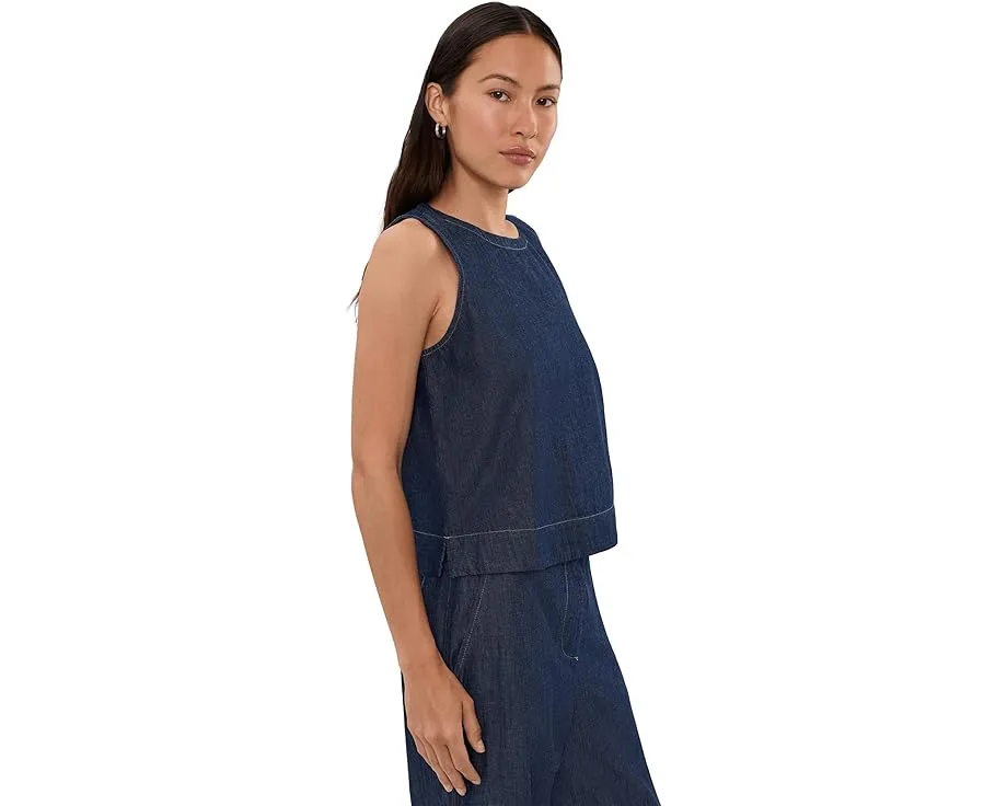 Топ Eileen Fisher из легкого органического денима с круглым вырезом