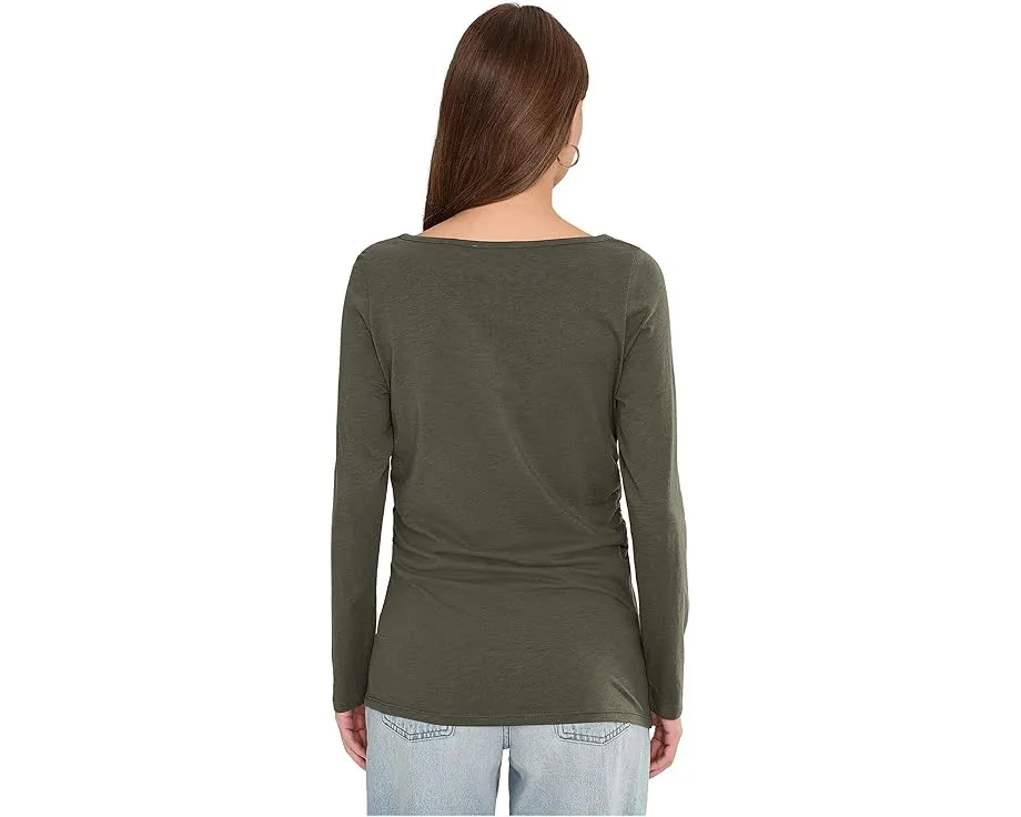 Длинный рукав Madewell Side Ruched Slub с боковыми сборками и прямым подолом