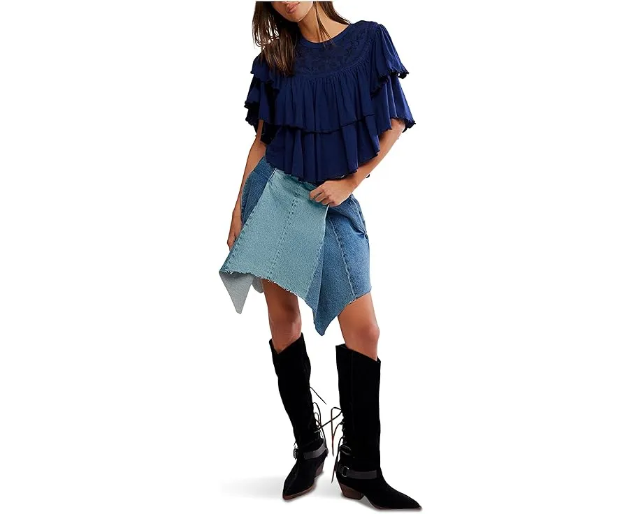 Футболка Free People Rose Party с ярусными рукавами и отделкой рюшами