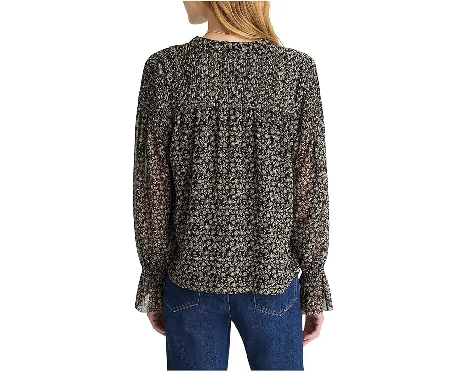 Топ Madewell Lizzy Top с V-образным вырезом и прозрачными длинными рукавами