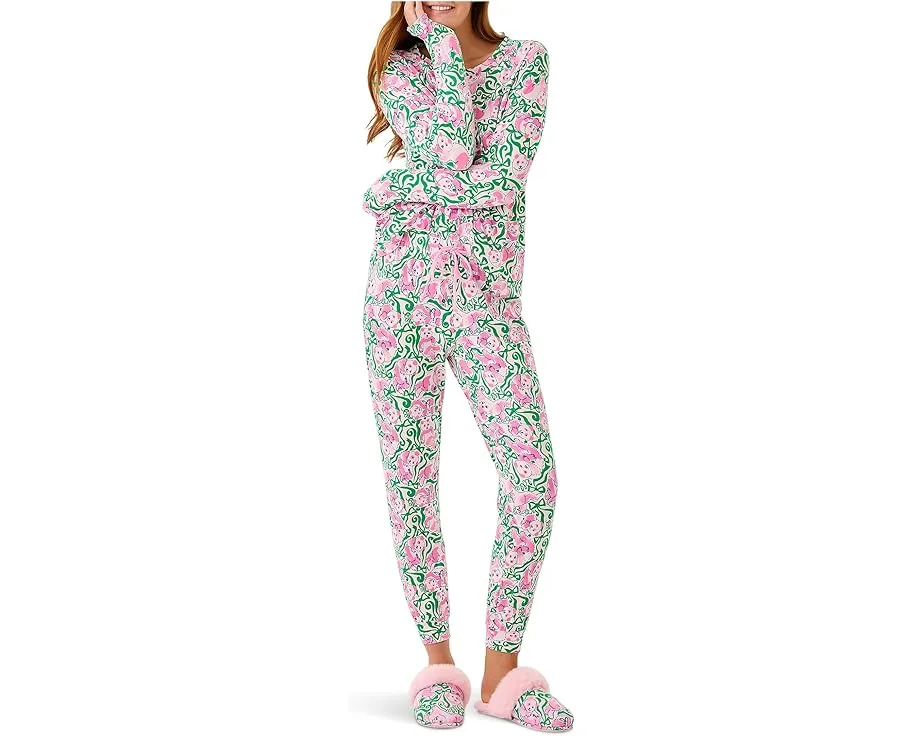 Пижамные штаны Lilly Pulitzer Jeffers с цветочным принтом и манжетами