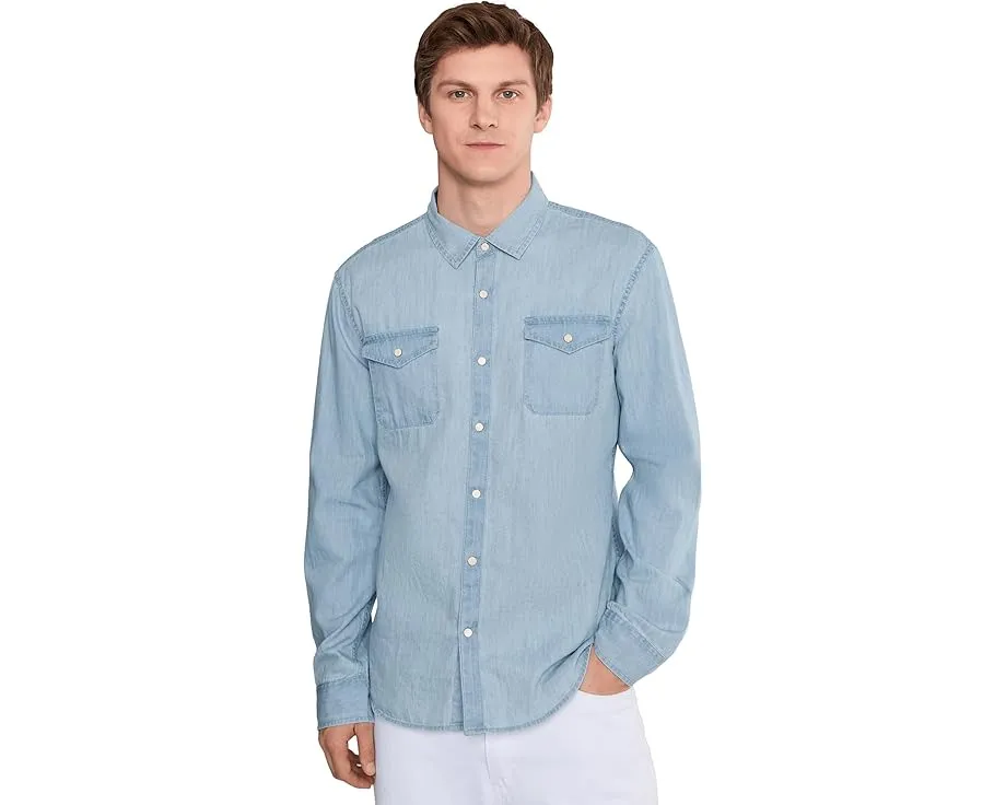 John Varvatos Marshall Western рубашка в ковбойском стиле с карманами на клапанах