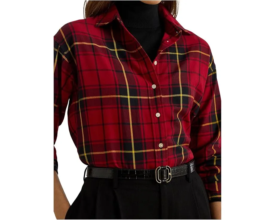 Рубашка Lauren Ralph Lauren Petite в клетку из хлопка расслабленного кроя