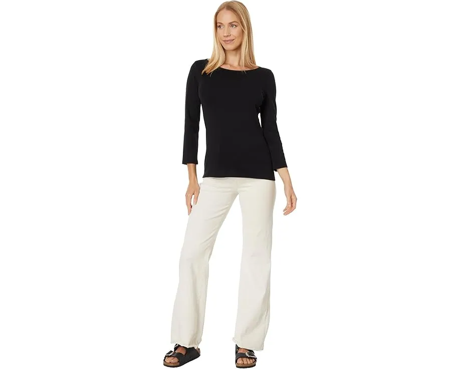 Топ Lilla P с лодочкой и рукавом три четверти из рибаны 1x1