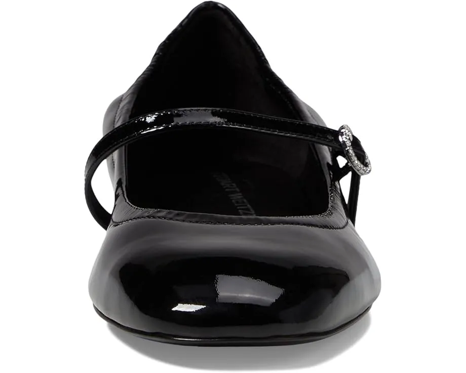 Балетки Stuart Weitzman Claris с круглым носком и стразами на ремешке
