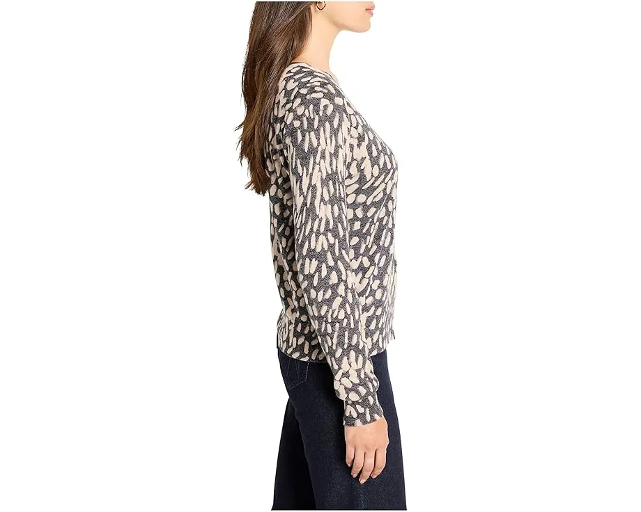 Пуловер NIC+ZOE Petite Wild Dot с V образным вырезом и фактурной пряжей