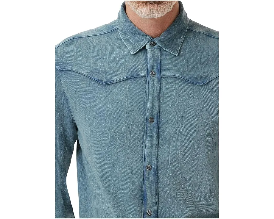 Ковбойская рубашка John Varvatos Miner Western с классическим кроем и контрастной окантовкой